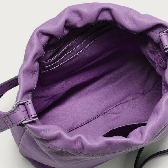 Lilac Leather Drawstring Bucket Bag - Picture 6 of 6